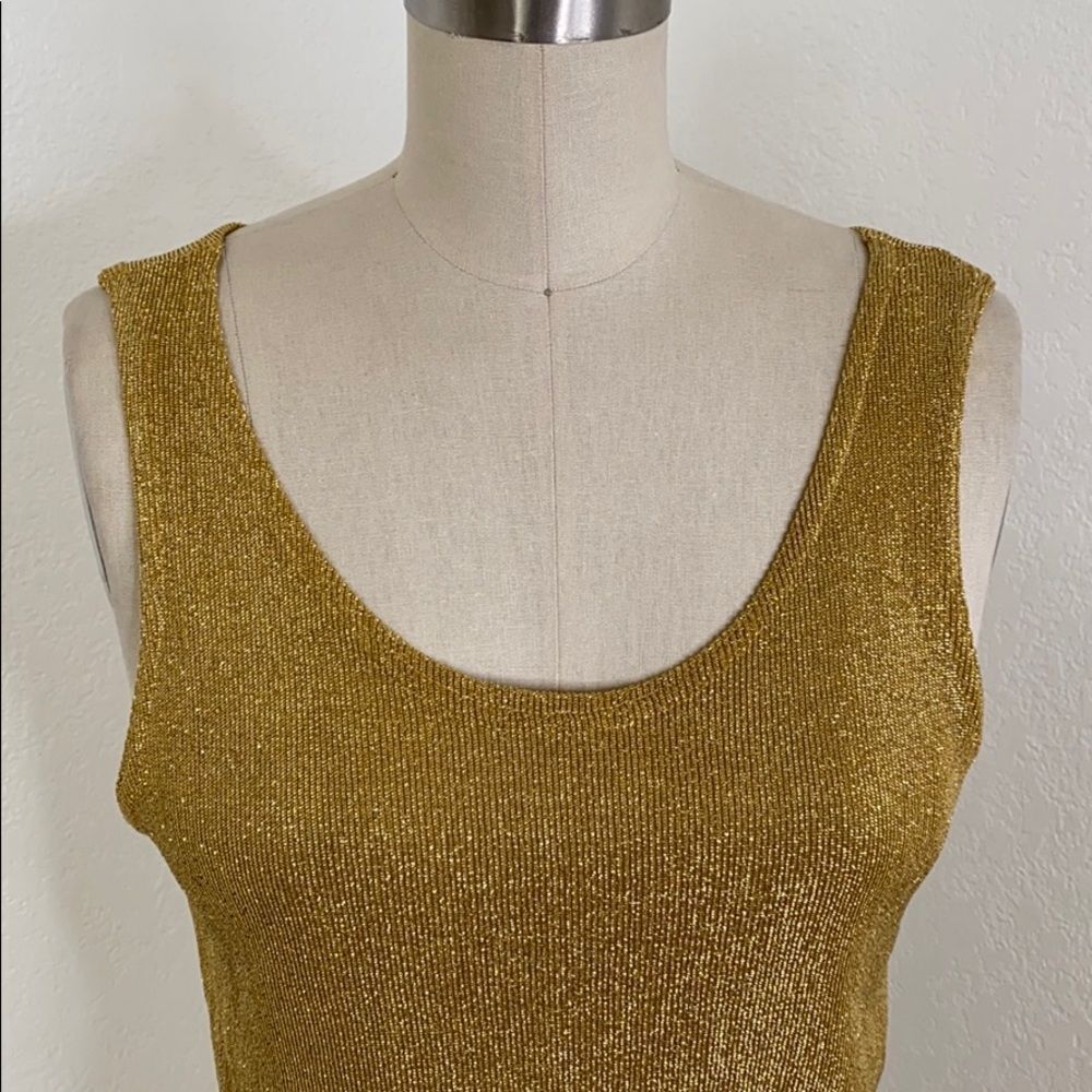 Vintage sparkly gold 90s Y2K tank top S - Picture 3 of 7